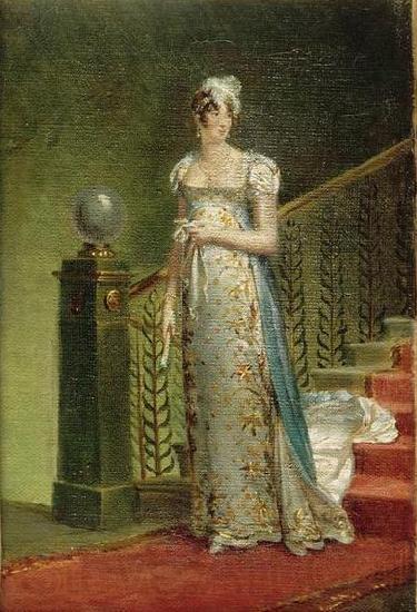 Francois Pascal Simon Gerard Portrait of Caroline Murat descending the staircase of elysee Palace.